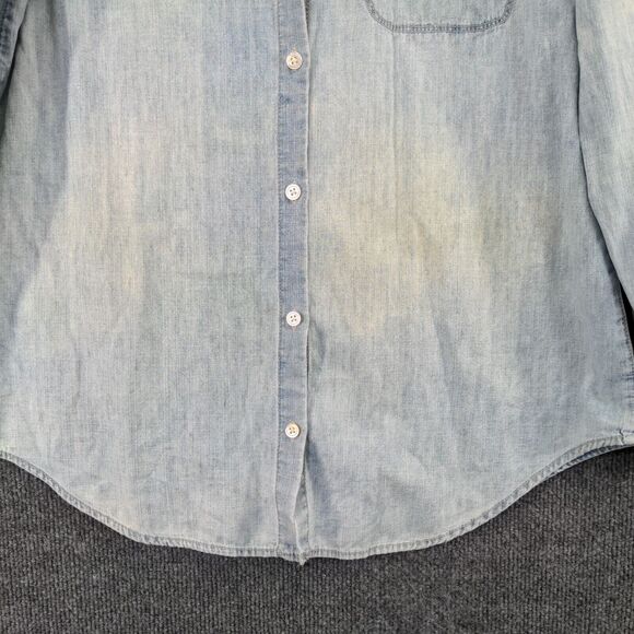 J. Jill Women's Denim Button Up Shirt Blue Small Long Sleeve Chest Pocket Cotton - Picture 4 of 12
